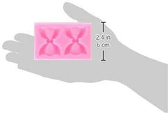 RKPM HOMES Bow Art Deco Silicone Mold Sugar Craft DIY Gumpaste Cake Decorating Clay Pink (2 Cavity Doted Bow)