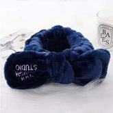 RKPM Girls Hair Band Wash Face Bath Spa Makeup Wrap Rabbit Ears Headband Soft Elastic (Blue)