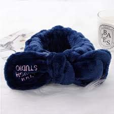 RKPM Girls Hair Band Wash Face Bath Spa Makeup Wrap Rabbit Ears Headband Soft Elastic (Blue)