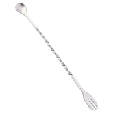 RKPM HOMES 2 in 1 Stainless Steel Mixing Spoon Fork I Spiral Pattern Twisted Double-Head Long Handle Bar Stirring Spoons I for Coffee Mixer Wand Cocktail Mixing Home Shop Kitchen - Silver (26cm)