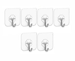 RKPM HOMES Transparent-Glue Hooks Hooks for Hanging - Heavy Duty Shower Sticky Hooks Key Hook Seamless Waterproof and Oil Proof,for Kitchen Bathroom Ceiling Window 6 Pack