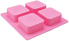 RKPM HOMES 4 Cavity Generous Soap Silicone Cake Mold Handmade Soap Mold Cold Soap Mold Aroma Rice Cake Mold Plain Square Lotion Bar Soap Mold Making Mold Pack of 1 Mold Size 18 x 18 x 3 cm