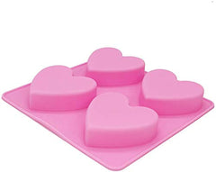 RKPM HOMES Heart Shape 4-Cavity Soap Muffin Cookies Silicone Mold for Homemade Moulds Pack of 1 Mold Size 15.5 x 15.5 x 2 cm