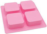 RKPM HOMES 4 Cavity Generous Soap Silicone Cake Mold Handmade Soap Mold Cold Soap Mold Aroma Rice Cake Mold Plain Square Lotion Bar Soap Mold Making Mold Pack of 1 Mold Size 18 x 18 x 3 cm