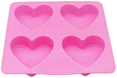 RKPM HOMES Heart Shape 4-Cavity Soap Muffin Cookies Silicone Mold for Homemade Moulds Pack of 1 Mold Size 15.5 x 15.5 x 2 cm