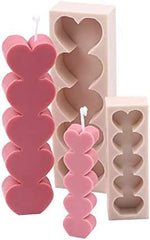 RKPM HOMES Heart Shape Pillar Resin Candle Molds I Love 3D Fondant Silicone Wax Mould I for Handmade Candles Ornament Making Aromatherapy Mousse Dessert Soap Cake DIY Decorating Art Crafts - 5 Cavity