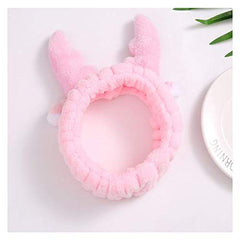 RKPM HOMES Cute Deer Antler Cat Ears Plush Headbands Soft Elastic Hair Loop Hair Bands Facial Makeup Wrap for Women Shower SPA Mask Pink