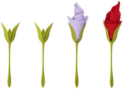 RKPM HOMES® Bloom Napkin Holders for Tables, Set of 4 Green Stemmed Plastic Twist Flower Buds Serviette Holders Plus White Napkins for Making Original Table Arrangements (12 Pcs Set)