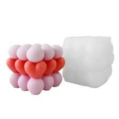 RKPM HOMES Candle Mold I 3D Fondant Rubik Cube Silicone Wax Epoxy Mould I Succulent Molds for DIY Handmade Chocolate, Cake Décor, Aromatherapy, Soap Resin Art Craft Home Decoration (Ball Love Rubik)