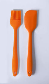 RKPM HOMES Silicone Spatula - Basting Brush Set, Heat Resistant Silicone Kitchen Utensils Set for Baking, Cooking & More, One-Piece Design - Nonstick - Dishwasher Safe - Multi Color (2 Pcs) 21 Cm