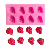 RKPM HOMES Fruit Chocolate Mold I 3D Fondant Strawberry Shape Silicone Cupcake Mould I for DIY Handmade Cake Decor Polymer Clay Cookies Gummy Muffin Ice Jelly Soap Resin Art Crafts – 8 Cavity