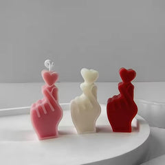 RKPM HOMES Heart on Finger Shape Candle Mold I 3D Fondant Bixin Gesture Silicone Scented Mould I for DIY Handmade Ornament Cake Décor Aromatherapy Soap Resin Art Craft Making Home Desktop Decoration