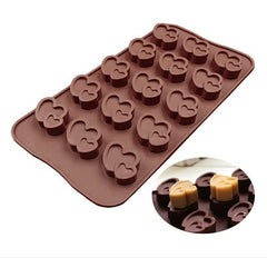 RKPM HOMES Double Heart Shape Chocolate Mould | Silicone Candy Mold | Baking Tools for Cake Chocolate Candy Ice Jelly | Cake Baking Moulds | Bakeware Molds | Brown – 15 Cavity
