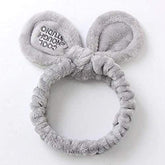 SYGA Girls Rabbit Ear Bowknot Hair Bands for Makeup, Elastic Velvet Face Wash Bath Shower Makeup Cosmetic Beauty Headbands for Washing Spa Yoga Face Care hair Accessories for Girls Women (Grey)