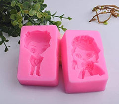 Silicone Fondant Mold Chocolate Candy Gumpaste Sugarcraft Cake Decorating Tools Paper Clay Mold (Wedding Girl & Boy Fondant)