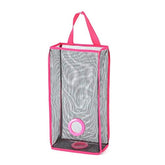 RKPM HOMES Wall Mount Plastic Bags Holder Hanging Grocery Bag Container Plastic Grocery Bag Saver Mesh Grocery Bag Dispenser for Kitchen Bathroom Office Pink (Large Size: 48 X 20 X 10 cm)