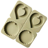 RKPM HOMES Aromatherapy Wax Mold | Heart & Round Shape Fondant Silicone Mould with Hanging Hole | Dried Flowers Resin Soap Clay Craft Jewelry Making Molds DIY Pendant Bookmark Necklace | Grey-4 cavity