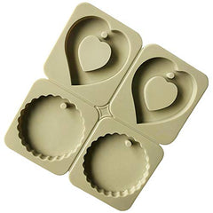 RKPM HOMES Aromatherapy Wax Mold | Heart & Round Shape Fondant Silicone Mould with Hanging Hole | Dried Flowers Resin Soap Clay Craft Jewelry Making Molds DIY Pendant Bookmark Necklace | Grey-4 cavity