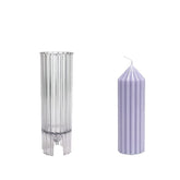 RKPM HOMES Strip Column Candle Mold I 3D Cylindrical Round Ribbed Geometric Pillar Acrylic Candlestick Wax & Beeswax Mould I for DIY Handmade Cake Décor Aromatherapy Candles Making Home Decoration (5X15.5 cm)
