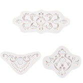 RKPM HOMES Baroque Scroll Shape Cake Mould | Fondant European lace Silicone Mold | Cake Decor Frame | for Cake Decorating, Sugar, Gum Paste, Chocolate, Cookies, Polymer Clay DIY Molds - Set of 3 Pcs