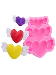 RKPM HOMES Heart Wings Shape Cupcake Fondant Mold I 3D Valentine's Day Hearts Silicone Chocolate Mold I for DIY Sugarcraft Cake Decoration, Polymer Clay, Candy, Cookies, Soap Wax Making Crafting