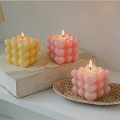 RKPM HOMES Bubble Candle Molds I 3D Fondant Heart Shape Cube Silicone Wax Mould I Succulent Molds I for DIY Handmade Chocolate, Mousse, Dessert Soy Wax, Beeswax, Soap, Polymer Resin Art Craft Making ( Mold Size 6 X 6 X 6 CM ) Small