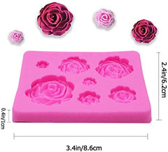 RKPM HOMES Silicone 7 Cavity Rose Shape Sugerpaste Cake Mould Fondant Molds Silicone Baking Molds Pak of 1 Size of Mold - 8.5 X 6.2 X 1 Cm