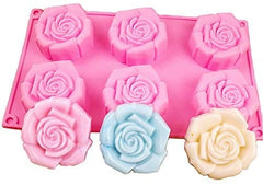 RKPM HOMES 6 Cavities Silicone Soap Molds, Homemade Soap Making Chocolate Baking Molds (Large Rose Flower)