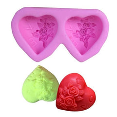 RKPM HOMES Heart- Love Shape Salt Rose Mould | Silicone 3D Fondant Candy Mold | Baking Tools for Cake Chocolate Candy Mousse Dessert Ice Jelly Soap | for Love Once, Valentine Day Special - 2 Cavity