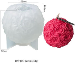 RKPM HOMES Large Rose Ball Candle Mold I 3D Fondant Flower Silicone Plaster Epoxy Mould I for DIY Handmade Chocolate, Cake Décor, Aromatherapy, Soap, Resin Art Craft Making, Home Party Decoration