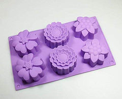 RKPM Muffin 6 Flower Shape Silicone Tray (Multi Colour)