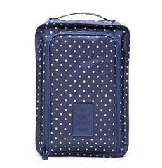 RKPM Multifunctional Zipper Waterproof Shoes Bag Nylon Material, Shoes Pouch with Handle, Shoes Storage Organizer Bag with 2 Pockets Ideal for Travel, Workout, Dancing, Gym(Nave Blue Dot)