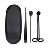 RKPM HOMES Candle Accessory Set - 4 Pcs Stainless Steel Wick Trimmer, Snuffer, Dipper with Storage Tray Plate - Candle Care Tool for Candle & Aromatherapy Lovers