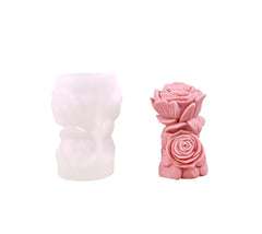 RKPM HOMES Flower Cylinder Candle Mold I 3D Rose Pillar Flowers Column Silicone Epoxy Mould I for DIY Handmade Beeswax/Soy Wax Candles Plaster Resin Clay Desktop Home Decor Art Craft Projects (Large)
