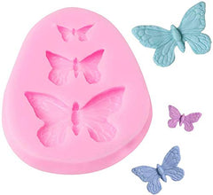 RKPM HOMES Pack of 1 (3 Cavity) Butterfly Silicone Fondant Candy Cake Baking Mold for Homemade Cake Decorating Mold Size 7.2 X 5.5 X 0.8 Cm