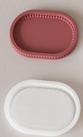 RKPM HOMES Coaster Mould I Oval Shape with Round Beads Style Silicone Epoxy Resin Casting Tray I Dish Mold for DIY Homemade Art Crafts Jewelry Storage Box Ring Trinket Container Cup Mat Home Décor (Small)