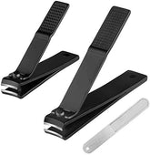 RKPM HOMES Stainless Steel Deluxe Fingernail and Toenail Clipper Cutter Nail Clipper Sets, Grooming Kit for Thick Nails Stainless Steel Sharp Sturdy trimmer Nail File set (Set of 3 With Box) Black