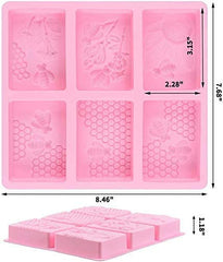 RKPM HOMES 6 Cavities Silicone Soap Molds, Homemade Soap Making Chocolate Baking Molds (6 Cavity Honey BeeRectangle Shape Mold)