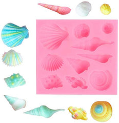 RKPM HOMES Silicone Mermaid Tail Fondant Soap Molds Seashell Sea Shell Starfish Chocolate Candy Sugarcraft Cake Decorating Polymer Clay Mold Tools. (Sea Shells Square)