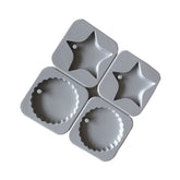 RKPM HOMES Aromatherapy Wax Mold | Round & Star Shape Fondant Silicone Mould with Hanging Hole | Dried Flowers Resin Soap Clay Craft Jewelry Making Molds DIY Pendant Bookmark Necklace | Grey -4 cavity