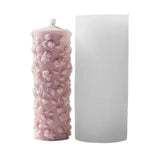 RKPM HOMES Flower Cylinder Candle Mold I 3D Round Pillar Flowers Column Silicone Epoxy Mould I for DIY Handmade Beeswax/Soy Wax Candles Plaster Resin Clay Desktop Home Decor Art Craft Projects (Floral Thin)