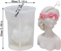 RKPM HOMES Close Eyes and Blind Woman Body Shape Candle Molds I 3D Fondant Silicone Bust of Girl Wax Mould I for Handmade Ornament Aromatherapy Plaster, Soap, Resin Casting, Art Craft Making Tools