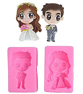 Silicone Fondant Mold Chocolate Candy Gumpaste Sugarcraft Cake Decorating Tools Paper Clay Mold (Wedding Girl & Boy Fondant)
