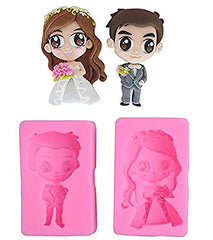 Silicone Fondant Mold Chocolate Candy Gumpaste Sugarcraft Cake Decorating Tools Paper Clay Mold (Wedding Girl & Boy Fondant)