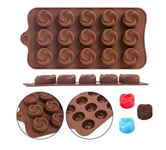 RKPM HOMES Silicone Chocolate Mold Candy Mold Jelly Ice Cube Tray Muffin Sugar Craft Fondant Mold Mould Cake Decorating Tools (15 Rose Swirls Silicone Mold)