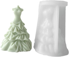 RKPM HOMES Candle Mold I 3D Women Wedding Dress Shape Silicone Scented Wax Mould I for DIY Handmade Ornament, Cake Décor, Aromatherapy, Soap, Resin Art Craft Making Wedding Party Decoration (C)