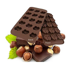 RKPM HOMES Double Heart Shape Chocolate Mould | Silicone Candy Mold | Baking Tools for Cake Chocolate Candy Ice Jelly | Cake Baking Moulds | Bakeware Molds | Brown – 15 Cavity