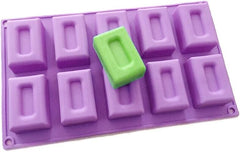 RKPM HOMES Soap Molds I 3D Fondant Rectangle Border Shape Silicone Mould I Handmade Sharp Soap Making Forms I for Bath Bombs Shower Steamer Lotion Bars Cake Baking Candle Tray - 10 Cavity