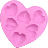 RKPM HOMES Love Chocolate Mould I 3D Fondant Diamond Heart Shape Silicone Baking Mold Tray I for Handmade DIY Jelly Cakes Dessert Candy Pastry Muffin Soap Resin Cupcake Decoration Tools - 6 Cavity