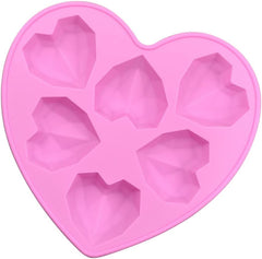 RKPM HOMES Love Chocolate Mould I 3D Fondant Diamond Heart Shape Silicone Baking Mold Tray I for Handmade DIY Jelly Cakes Dessert Candy Pastry Muffin Soap Resin Cupcake Decoration Tools - 6 Cavity